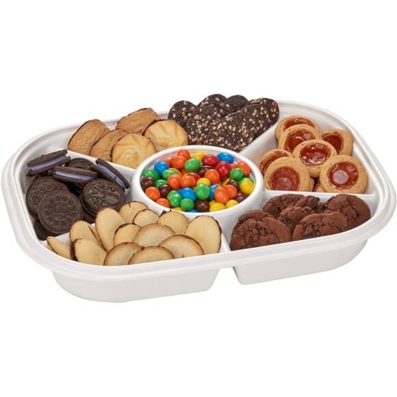 Jumbo Divided Serving Tray With Lid - Includes 6 Bins for Party Platter - Picture 7 of 8